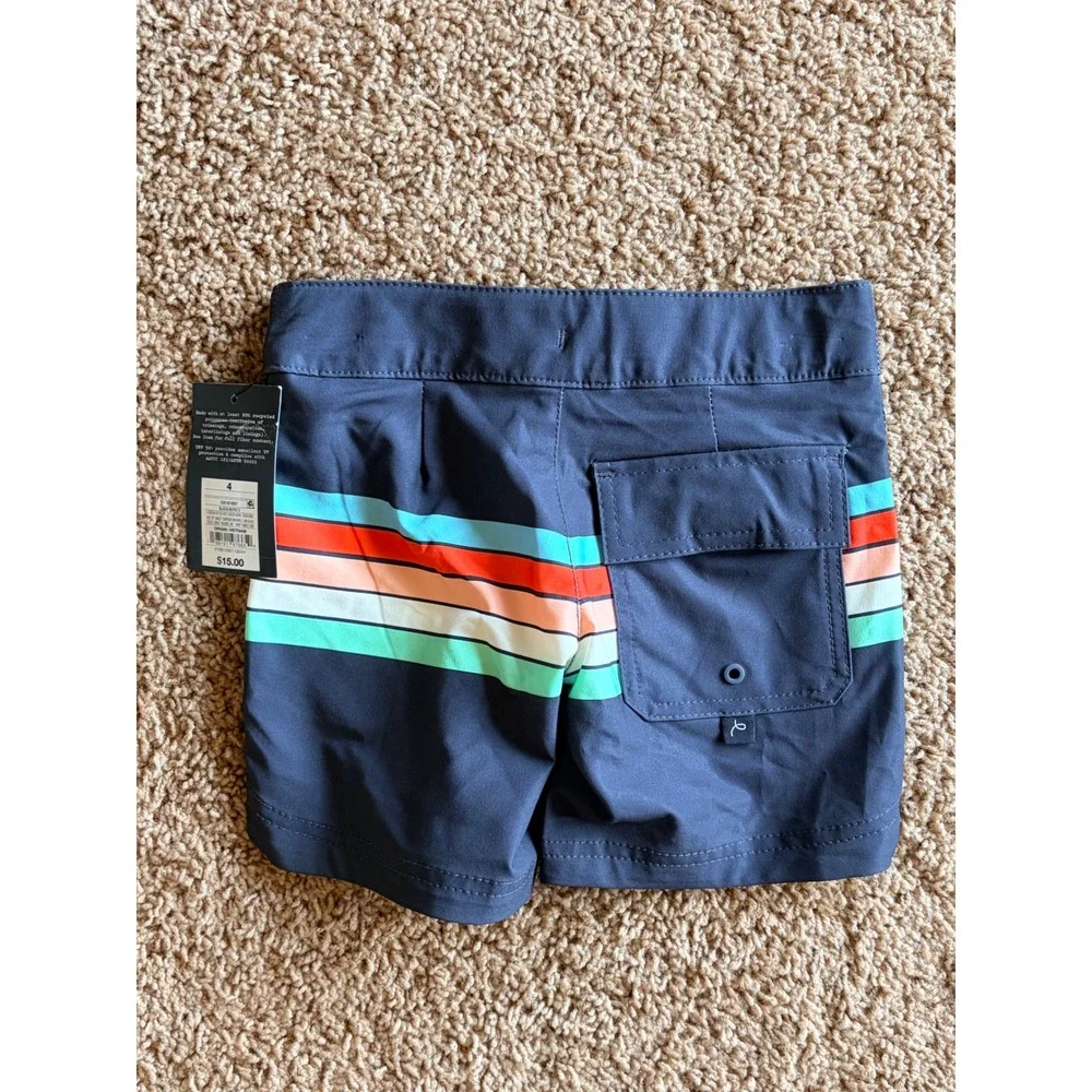 Art Class Multicolor Striped Mesh Lined Board Shorts Swim Trunks Boys 4 NEW NWT